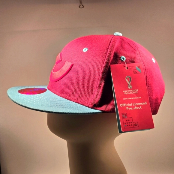 Fifa World Cup Qatar 2022 Snapback Cap Burgundy Turquoise Unisex Collectible Cap - Picture 4 of 16